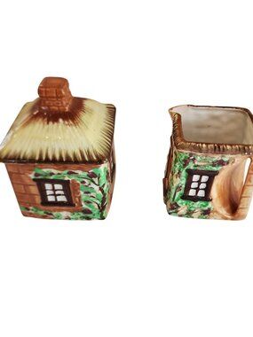 Vintage Hand-Painted Ceramic Creamer & Sugar Cottage Ware collection Occupied Ja